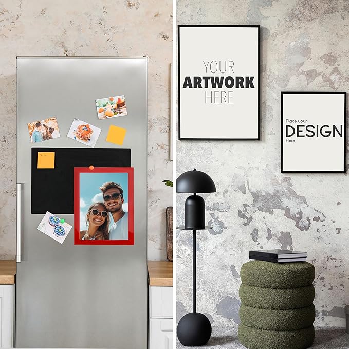 uxcell 6 Pcs Magnetic Sign Holder, 5" x 7" Self-Adhesive Magnetic Wall Signs Holder Magnetic Picture Frame Document Holder for Home Office Wall Window Displays, Red