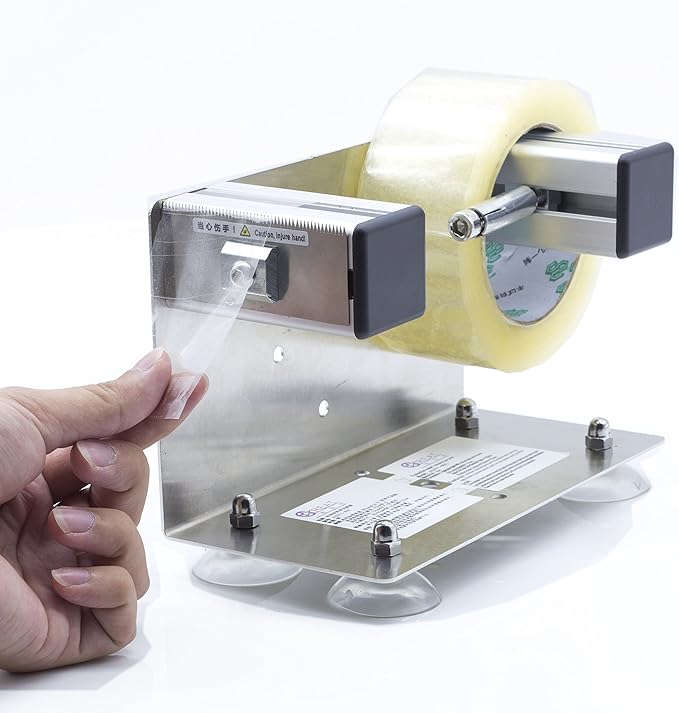 2''/3'' Desktop Table Top/Wall Mounted Tape and Label Dispenser, Large Desktop Tape Dispenser, Stainless Steel Frame with Sucktion Cup Sucker TTD-01