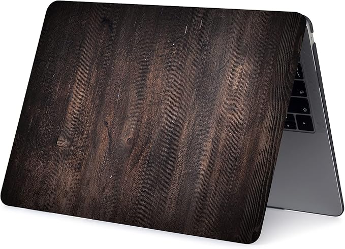 Bandless Protective Case Compatible with MacBook Pro 14 Inch 2021 M1 Pro/Max Model A2442, Plastic Laptop Hard Shell Case with Keyboard Cover Skin for MacBook Pro 14'' with Touch ID - Dark Wood Grain
