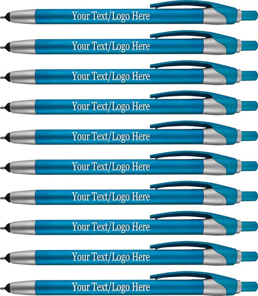 Personalized Pens in BLUE INK With your Custom Logo or Text Pens-Pack of 450- for Marketing, Parties, and Events, 2 in 1 Capacitive Stylus & Ballpoint Pen Compatible With Touchscreen Devices, Teal