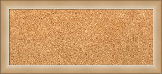 Amanti Art Natural Cork Board for Wall, 15x33 Vision Board with Gold Frame, Medium Corkboard Office Decor for Home Organization, Modern Contemporary Corkboard Pinboard to display items for home