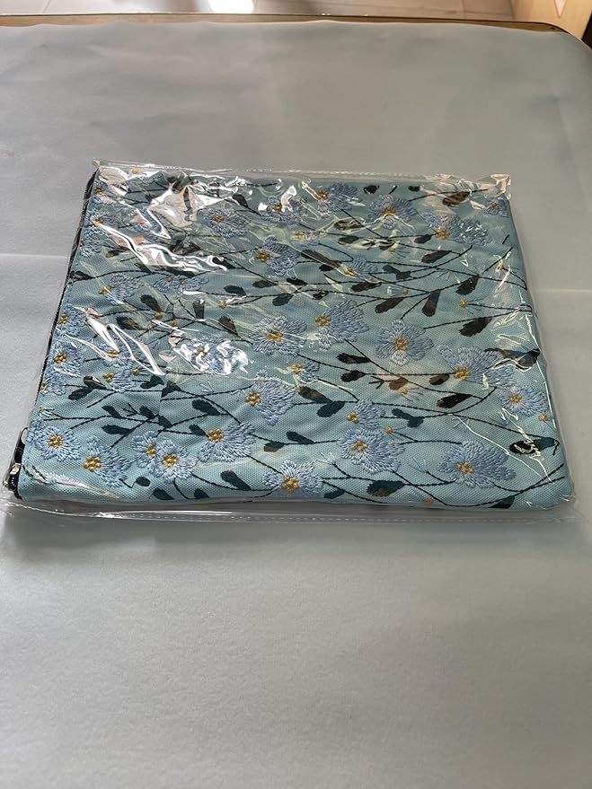 LParkin Daisy Flower Embroidery Book Sleeve with Zipper for Readers Protector Cover Gift for Book Lovers, 11x 8.5 Inch Washable Fabric, Daisy Blue