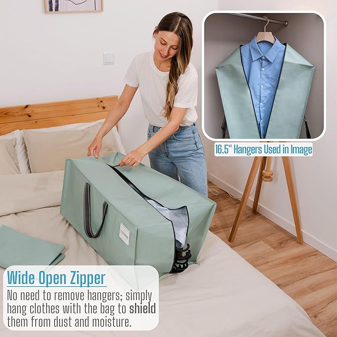 VENO 10 Pack Moving Bags w/Backpack Straps, Heavy Duty, Moving Boxes Alternative, Packing Supplies, Large Storage Totes for Dorm Room Essentials with Zipper for Clothes (Light Green Matte, 10 Pack)