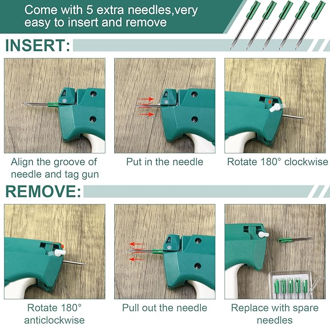 Chumia 3576 Pcs Stitch Tag Gun for Clothes, Quick Clothing Fixer, Tagging Gun with 3000 Barbs, 5 Needles and 100 Price Tags, Sewing Kit for Retail Stores, Garage Yard Sales(Black)