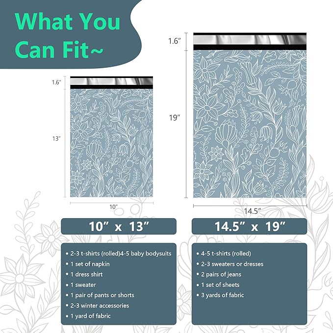 Poly Mailers 14.5x19 Inch 50 Pcs - Wheat Sheaf printed Shipping Bags, 2.4mil Thickness, Waterproof and Tear Resistant Mailing Envelopes, Self-Sealing Packaging Bags for Small Business