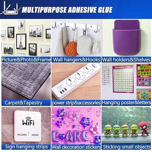 Strong Nano Double Sided Tape Heavy Duty Mounting,Clear Removable Wall Sticky Adhesive Strips,Reusable Thick Gel Grip for Hanging Picture,Poster,Carpet,Photo