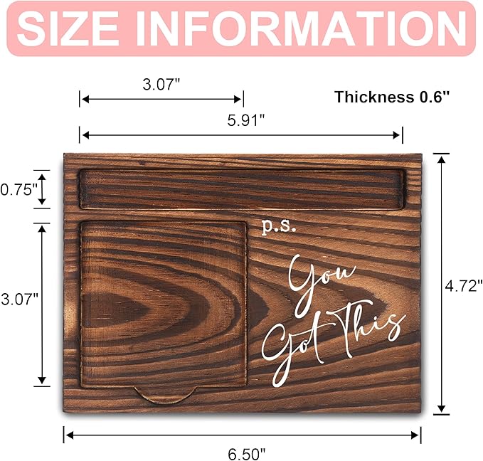 Positive Affirmation Gifts, Job Promotion Gifts, Farewell Gifts, Motivational Gifts, Sticky Note Holder, Post-it Note Dispenser for Desk, Wooden Post-it Note & Pen Holder 6.5" x 4.7" - FTA120