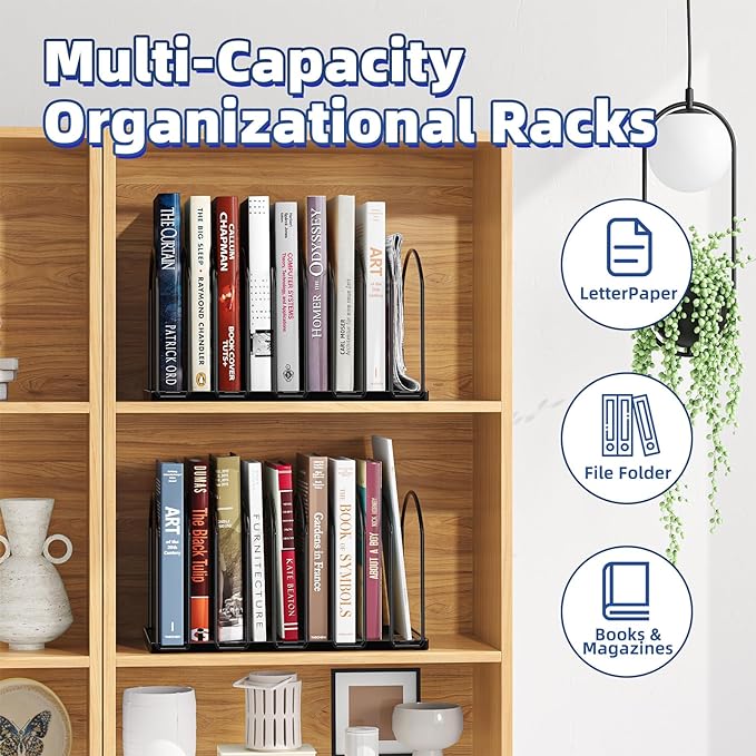 Simple Trending 9 Section Metal File Sorter Organizer for Desk, Vertical File Folder Stand for Home Office, Black