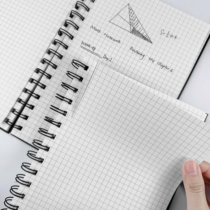 A5 Graph Paper Spiral Notebook 8.5" x 5.7"-4 Pack Grid Notebook Hardcover Notebook 120 Pages 100 GSM Thick Graphing Paper Notebook Hardcover Journal for School, Office, Artist Writing/Drawing