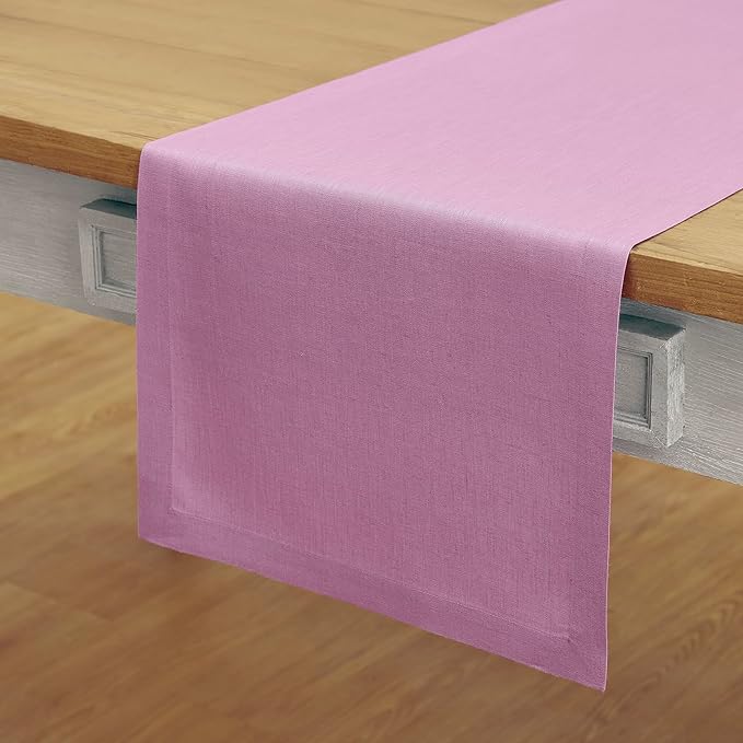 Solino Home Linen Violet Table Runner 90 Inches Long - 100% Pure Linen Dining Table Runner 14 x 90 Inch for Holiday - Fete