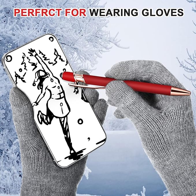 Tenare 12 Pieces 2 in 1 Stylus Metal Ballpoint Pen with Stylus Tip, 1.0 mm Black Ink Ballpoint Pen for Touch Screens(Wine Red and Rose Gold)