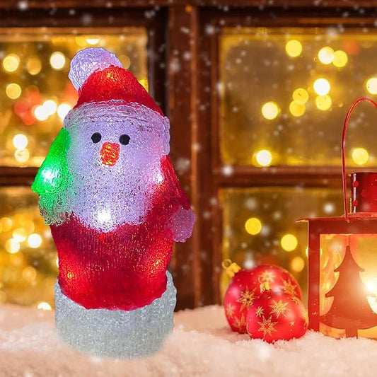 Anycosy Christmas Lighted Acrylic Santa Decoration,Rotating Battery Operated Lights for Indoor Use,Perfect for Tabletop, Windowsill, Mantel, and Bedroom