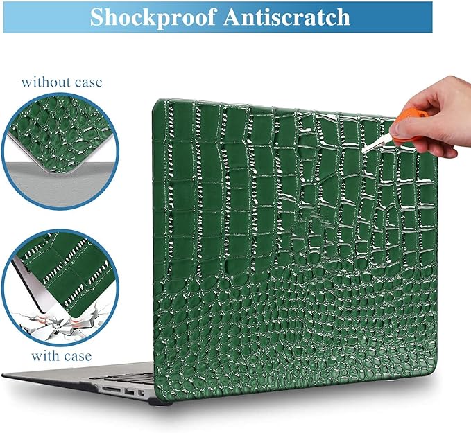 KEROM Compatible with Crocodile MacBook Pro 16 inch Case 2025-2021 M4 M3 M2 M1 Pro/Max Chip A3403 A3186 A2991 A2780 A2485, Textured Aligator Skin PU Leather Hardshell & Keyboard Cover, Emerald Green