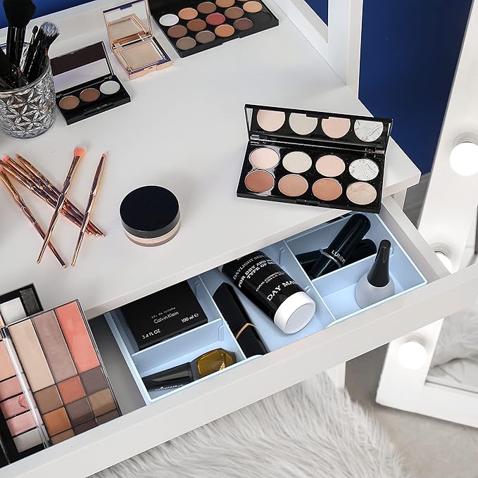 Simple Houseware Drawer Organizer Tray with 9 Adjustable Compartments, Blue