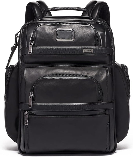 TUMI - Alpha Brief Pack - Men's Laptop Backpack with Padded Adjustable Straps - Fit up to 15" Screen - 17.0" X 12.0" X 8.0" - Black Leather