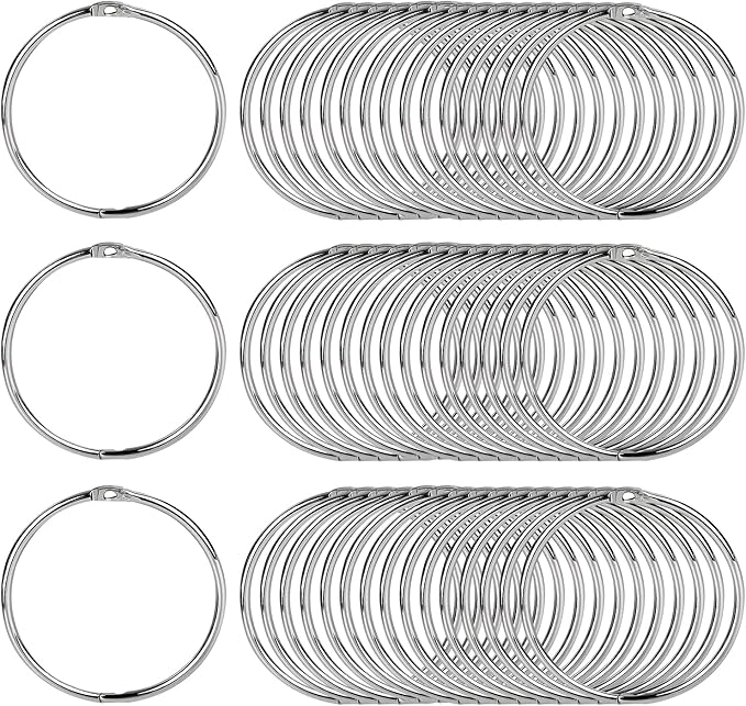 2 Inch Loose Leaf Binder Rings (120 Pack), Nickel Plated Metal Book Rings for Index Cards, Documents, Keychains, DIY Crafts, Office, School, and Home Supplies (2-inch)