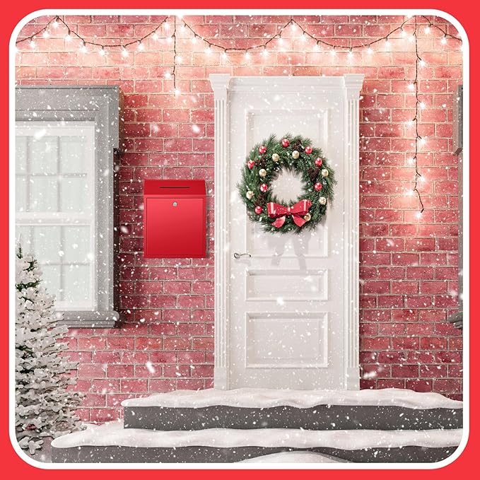 Metal Donation Cash Box Collection Safe Suggestion Box with Lock Wall Mounted Mailbox Delivery Ballot Container for Home Office Outdoor Door(Red,15 x 12 x 4 Inch)