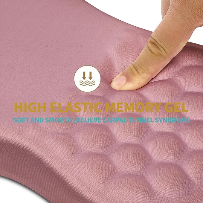 Hokafenle Ergonomic Mouse Pad Wrist Support with Massage Design, Wrist Rest Pain Relief Mousepad with Memory Foam&Non-Slip PU Base, Mouse Pads for Wireless Mouse & Desk (12x8 inch,Pink)