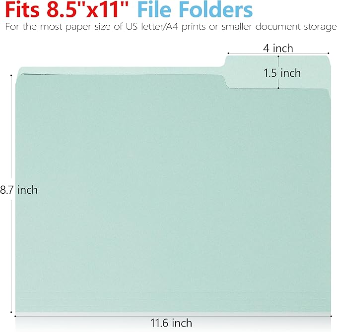 Two Tone Color File Folders,18 Pack 6 Pastel Colors Manilla Folders 8.5x11,Assorted Colors 1/3 Cut Tab File Folders Letter Size,School Business Office Folders for Document