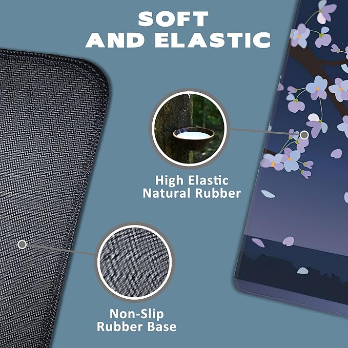 Large Mouse Pad Mount Fuji Sakura Moon Extended Gaming Mouse Pad Non-Slip Desk Mat with Stitched Edge Laptop Computer Keyboard Mousepad for Office Home 35.4" x 15.7"