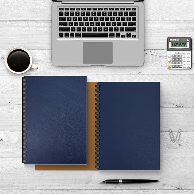 Binditek 50 Pack 16 Mil Leather-Textured Heavyduty Polycovers, Letter Size, Plastic Binding Presentation Back Covers, 8-1/2 x 11", Square Corners, Unpunched, Navy