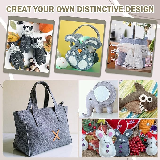 12 Rolls 8"x35"(20.5x90cm) 1.4mm Thick Soft Felt Fabric Sheet 12 Assorted White Grey Series Colors Felt Pack for DIY Craft Sewing Squares Nonwoven Patchwork