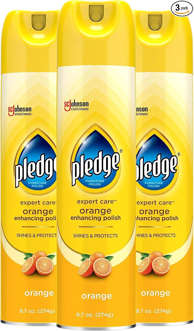 Pledge Enhancing Polish, Wood & Furniture Spray, Orange Scent, 9.7oz (Pack of 3)