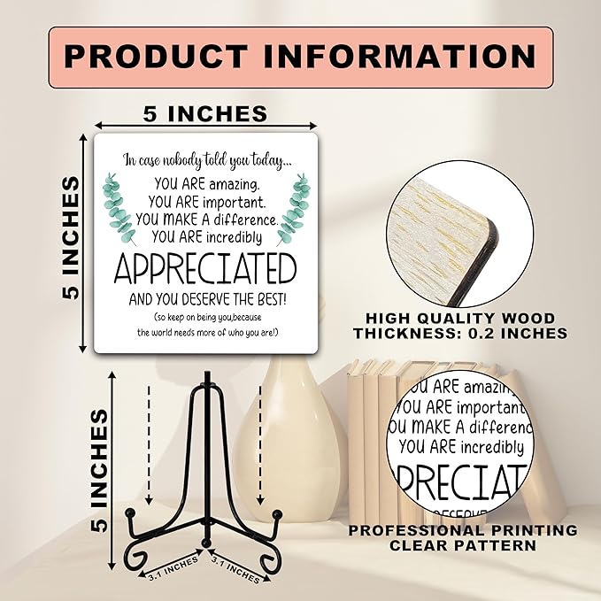 Funny Office Desk Decor, Appreciated Wooden Sign with Stand, Birthday Christmas Thank You Gifts for Women Men Leader Boss Mentor Coworkers, Cute Cool Desk Accessories for Home Office-B14