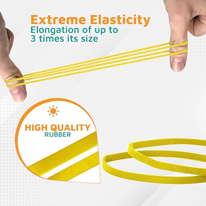 Plastic Mill Rubber Bands Thick Size #33 | Yellow Durable RubberBands 100 Count /pack | 3 1/2 x 1/8" Multi-Purpose Band | Elastics large Long Rubber for Office Supply, File Folders, box, Books, gifts, Notebook|
