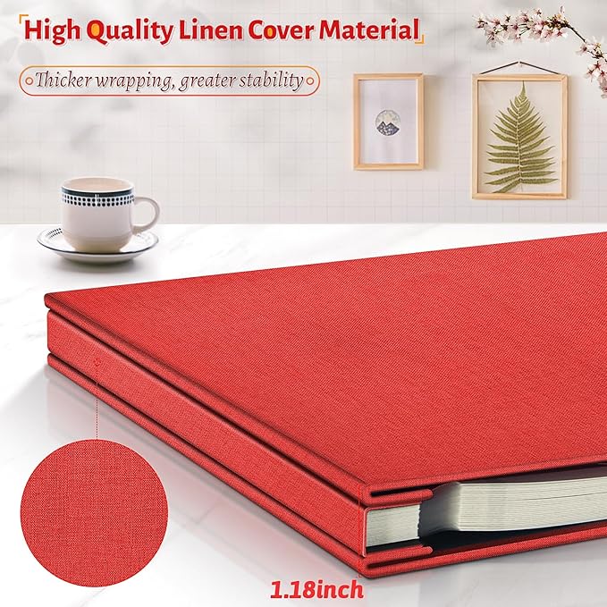 Photo Album Self Adhesive Scrapbook,Large Photo Book for 4x6,5x7,8x10 Pictures,DIY Album for Baby Wedding Family Travel Birthday,with Metallic Pen and Scraper