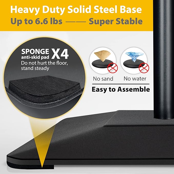 11"x17" Pedestal Poster Sign Holder Stand with Heavy Duty Solid Steel Base, Adjustable Floor Standing Sign Holder for Vertical and Horizontal View Sign Super Stable Displayed Stands, Black