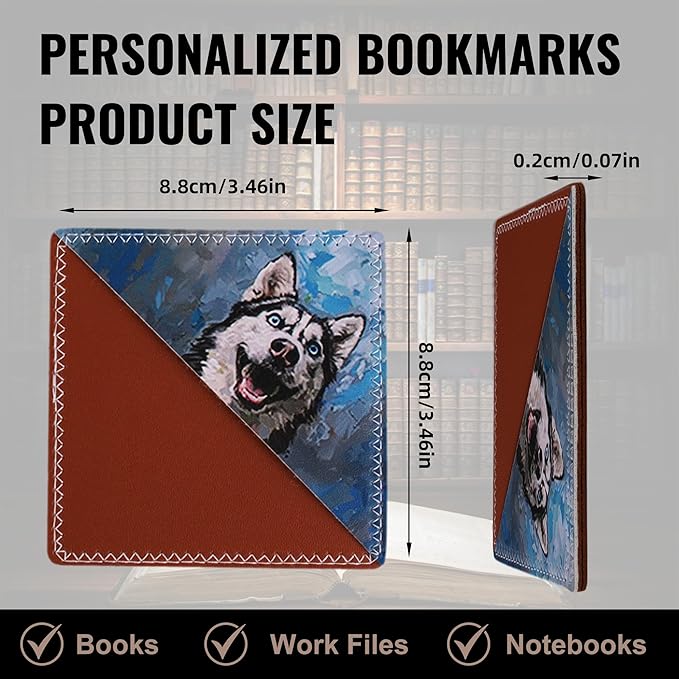 4 Pieces Leather Bookmarks, Cute Book Accessories for Reading Lovers, Page Markers for Women Men Kids Students Teachers Retirement Birthday Gift (Cute Dog)