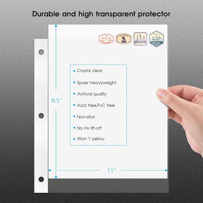 8.5x11 Inch Large 3 Ring DIY Scrapbook Photo Album with 30 Plastic Sleeves 60 Pages Blank Scrapbooks, 8.5 x 11 Scrap Book Albums for Baby Travel Wedding Graduation kids (Light Purple)