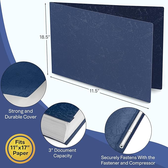 Durable 11x17 Professional Compressed Fiberboard Report Covers – Pack of 10 (Midnight Blue)