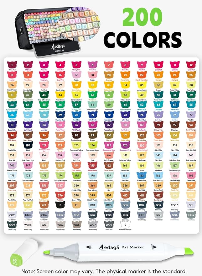 200 Colors Alcohol Markers with Free App, Dual Tip Art Marker with Kickstand Case for Artists Adults and Kids. Alcohol Based Markers for Coloring Painting Sketching and Drawing, Great Gift