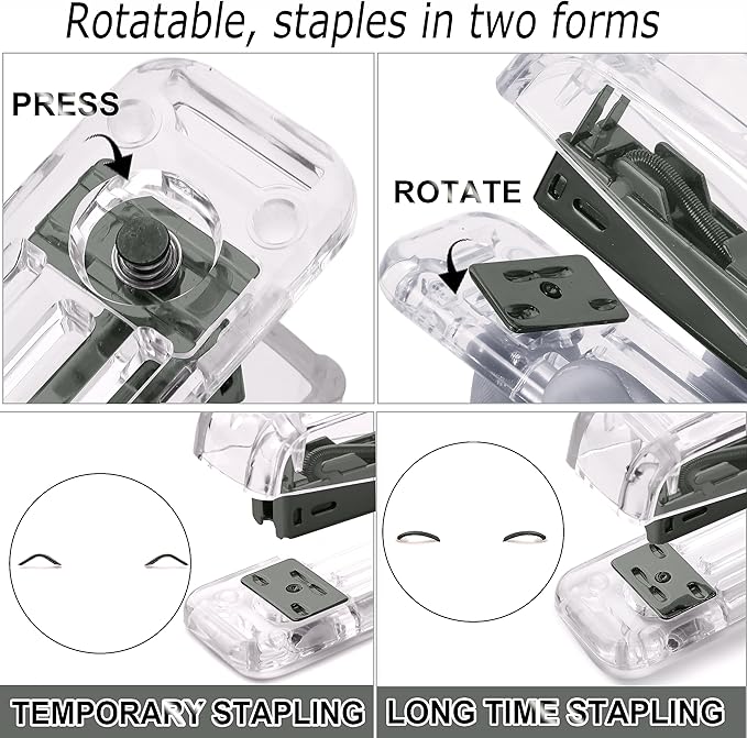 Office Desk Accessories，Office Supplies Set Acrylic Stapler Set Staple Remover, Tape Holder, Pen Holder, 2 Ballpoint Pen, Scissor, Binder Clips, Paper Clips and 1000pcs Staples(Black)