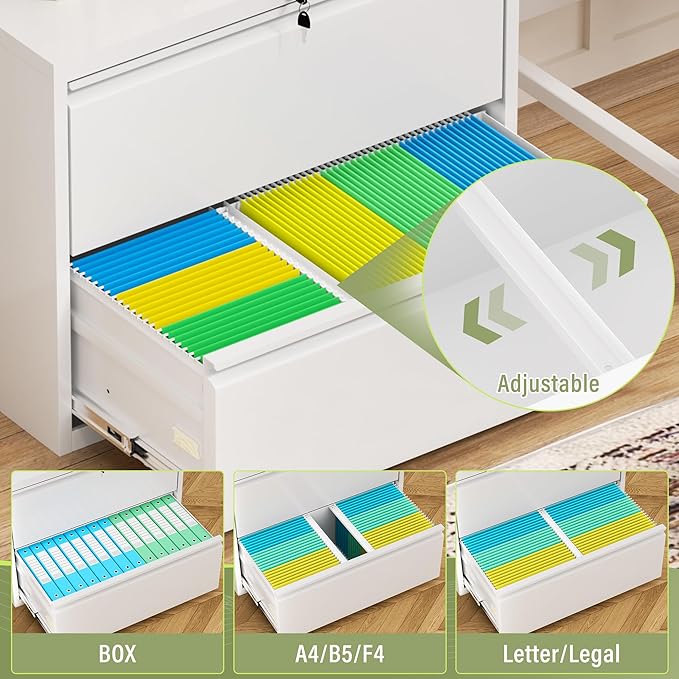 Incbruce Lateral File Cabinet with Lock, 28" W 2 Drawer Filing cabinets for Home Office Home, Office, Fit A4/F4/Letter/Legal File, Under Desk Filing Cabinet (White)