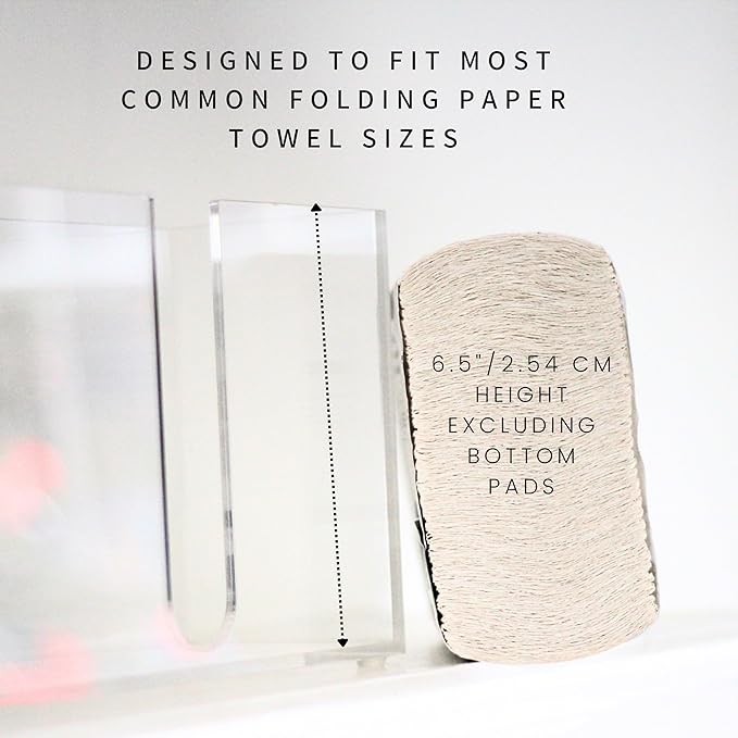 Multifold Paper Towel Dispenser Countertop(5mm-6.5" Tall) Clear Paper Towel Holder, Acrylic Folded Napkin Holder for Kitchen, Countertop C-Fold, Z-Fold, Trifold Paper Hand Towel Dispenser For Bathroom