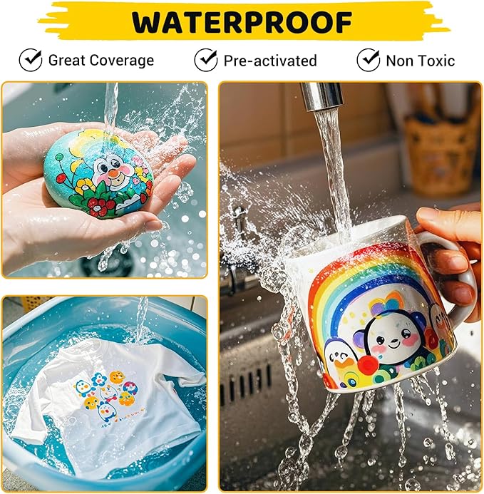 50 Colors Dual Tip Acrylic Paint Pens Cotton Nib Markers with Quick Dry Ink (1mm Fine & 5mm Dot Tips) Rock Painting, Wood, Fabric, Glass DIY Art Supplies for Adults Kids, Christmas Gifts