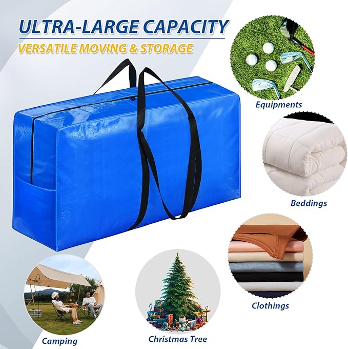 Extra Large Storage Bags, 98 Gallon XXL Jumbo Large Moving Bags Heavy Duty, Storage Totes Boxes Supplies for College, Foldable Duffle Bag for Travel, Christmas Tree Bag, 56x27x15inch - 1PACK