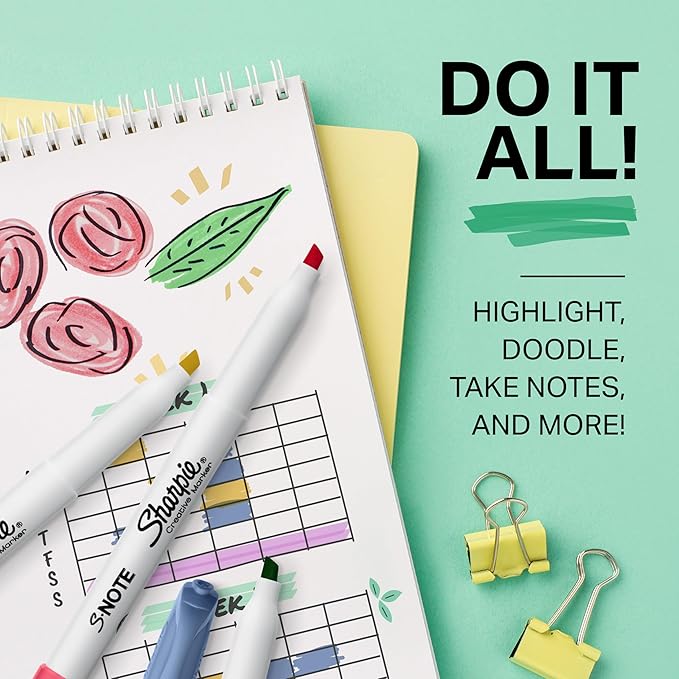 Sharpie S-Note Creative Markers, Pastel Highlighters, Art Marker Set, Assorted Colors, Chisel Tip, 36 Count - Back to School, Colorful Teacher Essentials, Bullet Journaling, Fun Office Supplies