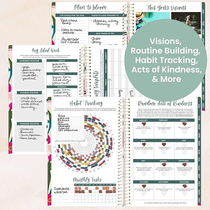 bloom daily planners 2026 Planner (January - December) Calendar Year Organizer - 5.5” x 8.25” - Weekly & Monthly Agenda Book with Stickers & Bookmark - Pink Poppies