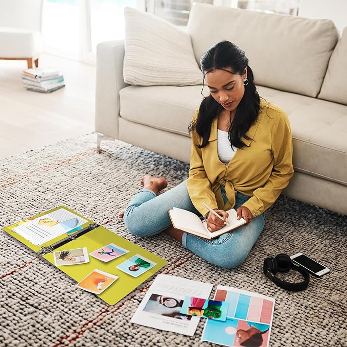 Samsill Durable 0.5 Inch Binder, Made in The USA, D Ring Binder, Customizable Clear View Cover, Lemon Yellow, Holds 125 Pages