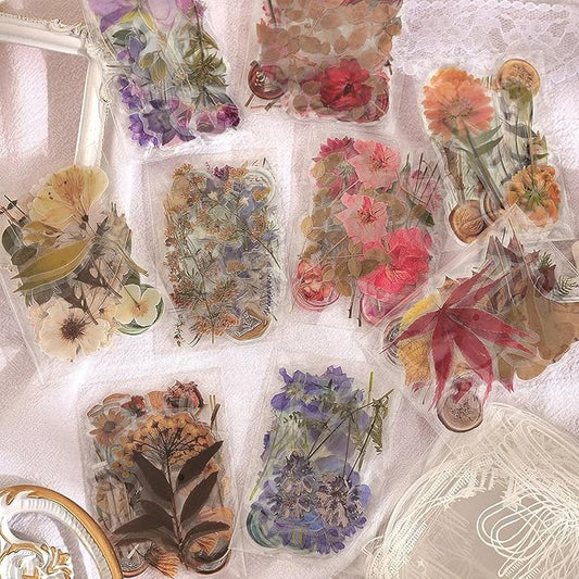 380 Pcs Natural Flower Stickers for Scrapbooking, Vintage Floral Stickers Decals Aesthetic Watercolor Stickers for Journaling Phone Case Stickers Art Bullet Junk Journal Planners DIY Craft Notebook