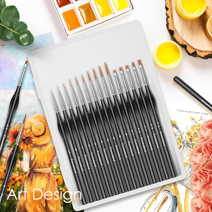 Miniature Paint Brushes,15Pcs Small Fine Tip Paintbrushes, Micro Detail Paint Brush Set, Triangular Grip Handles Art Brushes Perfect for Acrylic, Watercolor, Oil, Craft, Models(Black)