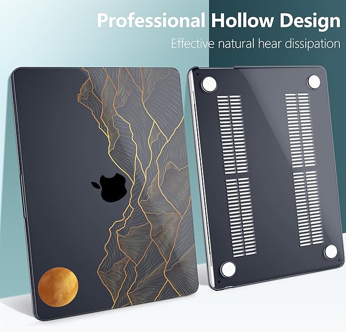 DONGKE Compatible with M4 MacBook Air 15 inch Case 2025 2024 2023 A3241 A3114 A2941 M3 M2 Liquid Retina Display Touch ID, Plastic Hard Case & Keyboard Skin & Screen Protector - Abstract Mountain