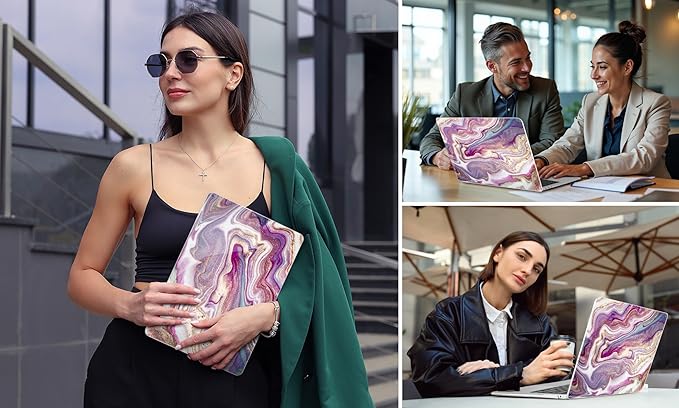 DONGKE for MacBook Air 13 Inch Case 2021-2018, Compatible with A2337 M1 A2179 A1932 Support Retina Display & Touch ID, Hard Shell Plastic Cover with Keyboard Skin - Marbling Art