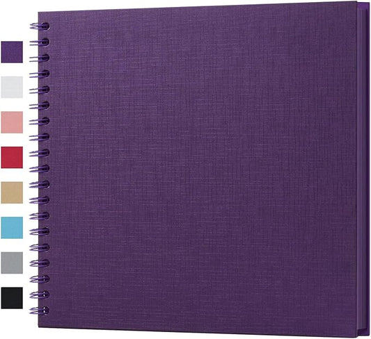 potricher 10 x 10 Inch DIY Scrapbook Album 40 Pages Hardcover Kraft Paper Scrap Book Photo Albums Memory Book for Wedding and Anniversary Family (Purple, 10 Inch)