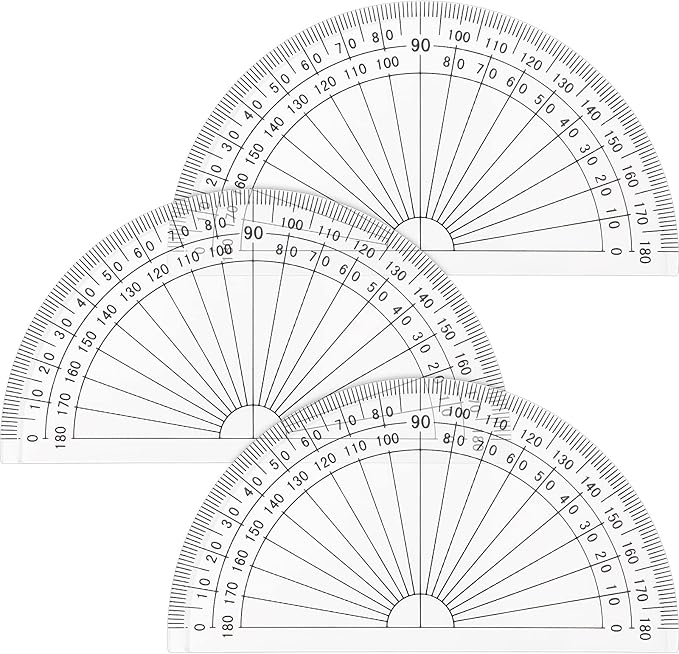 Zonon 3 Pcs 4 Inch Clear Plastic Protractor Bulk Math Protractors Set 180 Degrees Geometry Drafting Tools for Classroom Industry Office Back to School Supplies