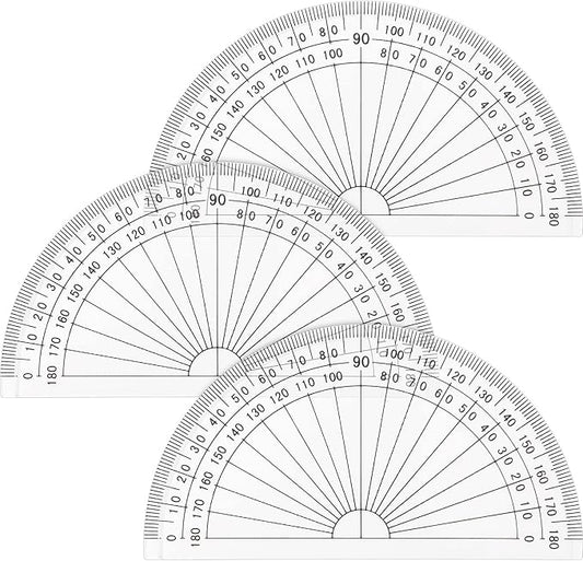 Zonon 3 Pcs 4 Inch Clear Plastic Protractor Bulk Math Protractors Set 180 Degrees Geometry Drafting Tools for Classroom Industry Office Back to School Supplies